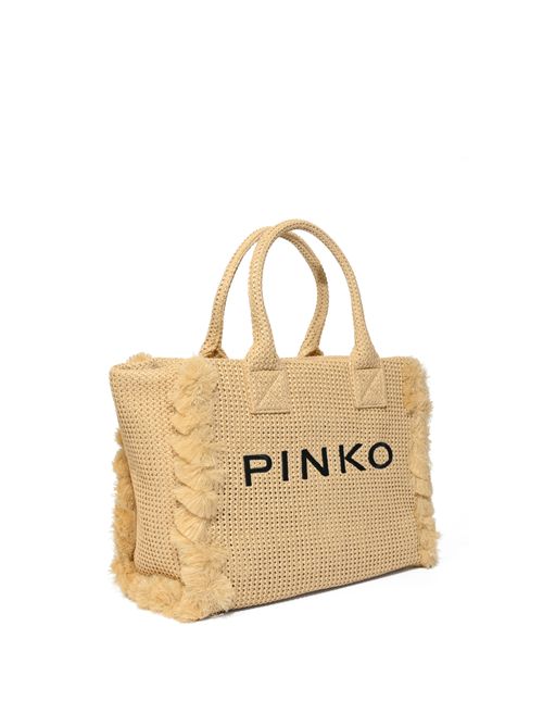 Borsa shopper media Beach in rafia con logo e nappine PINKO | 106673 A39YHZ3Q